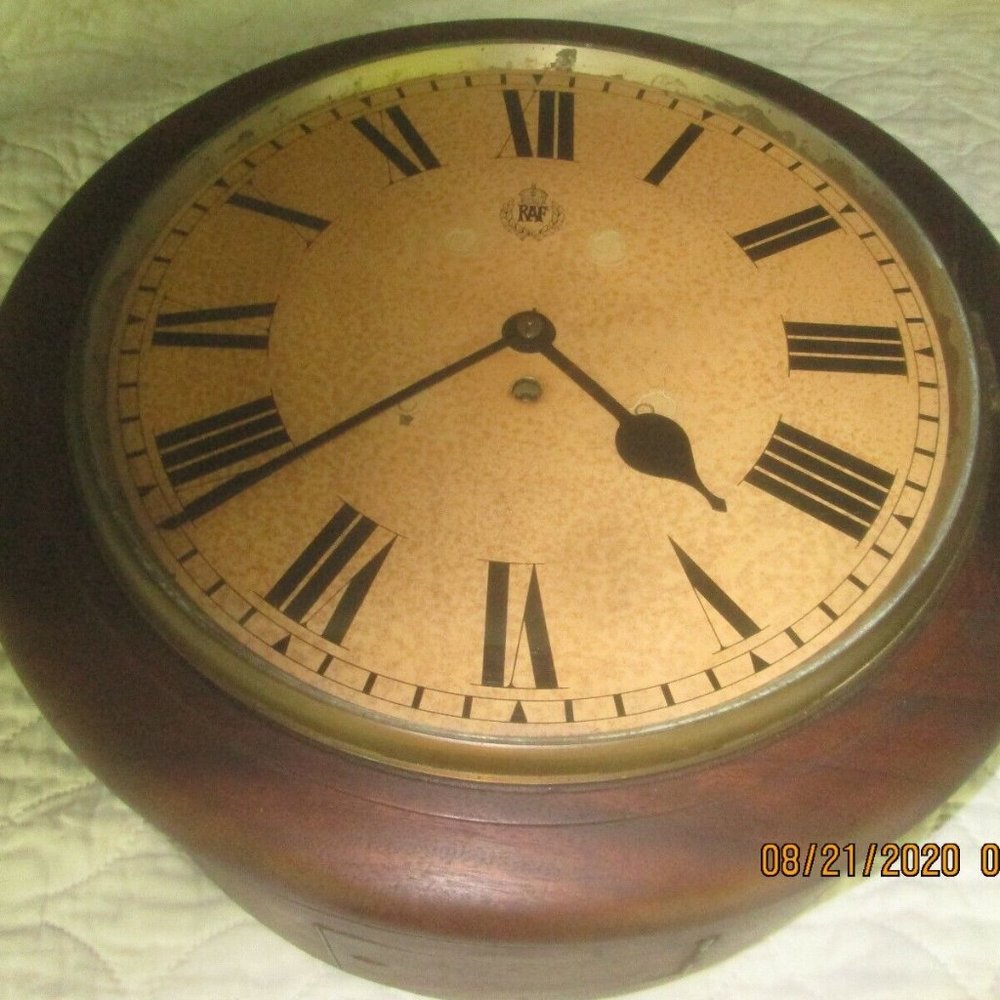 WWII RAF ROYAL AIR FORCE WALL CLOCK, COMPLETE, RESTORED, W.ELLIOT 1941